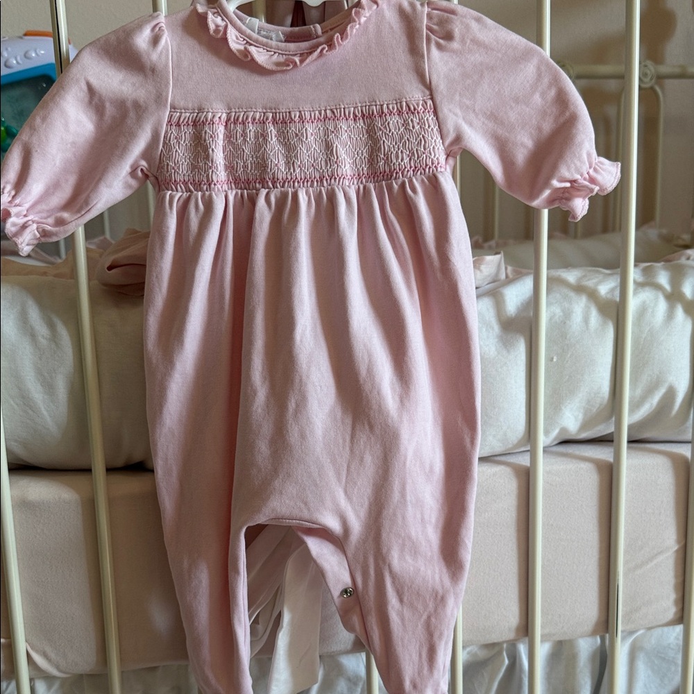 Charming Pink Smocked Kids Footie